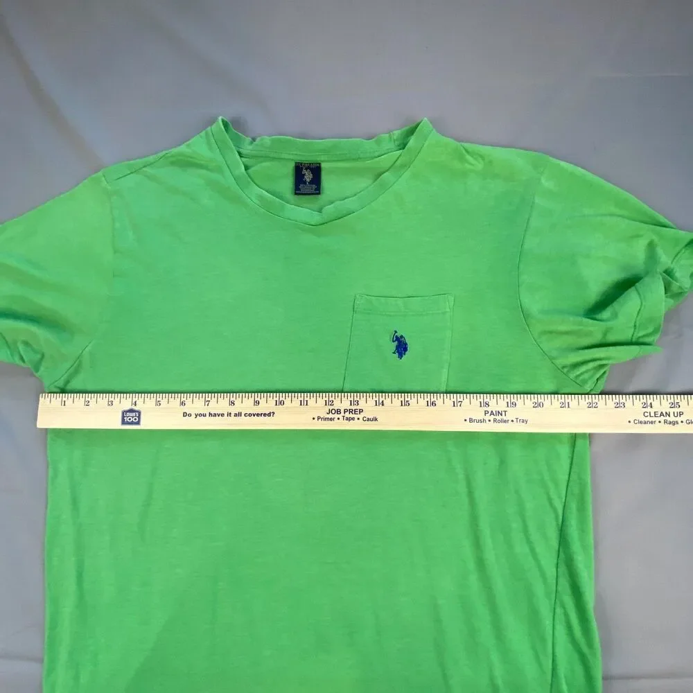 US Polo Assn Mens Short Sleeve Pocket T-Shirt Crew Neck Embroidered Green Size L